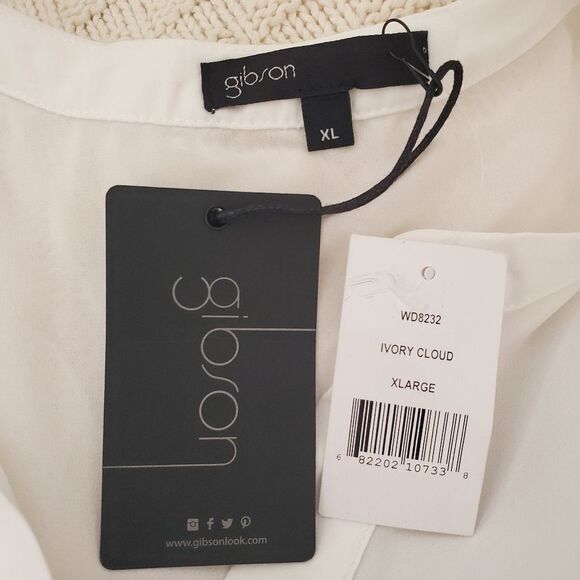 🌹 GIBSON x CITY SAFARI 🌹 NEW! Split Neck Lace Trim Top - [XL, White] - Picture 9 of 11